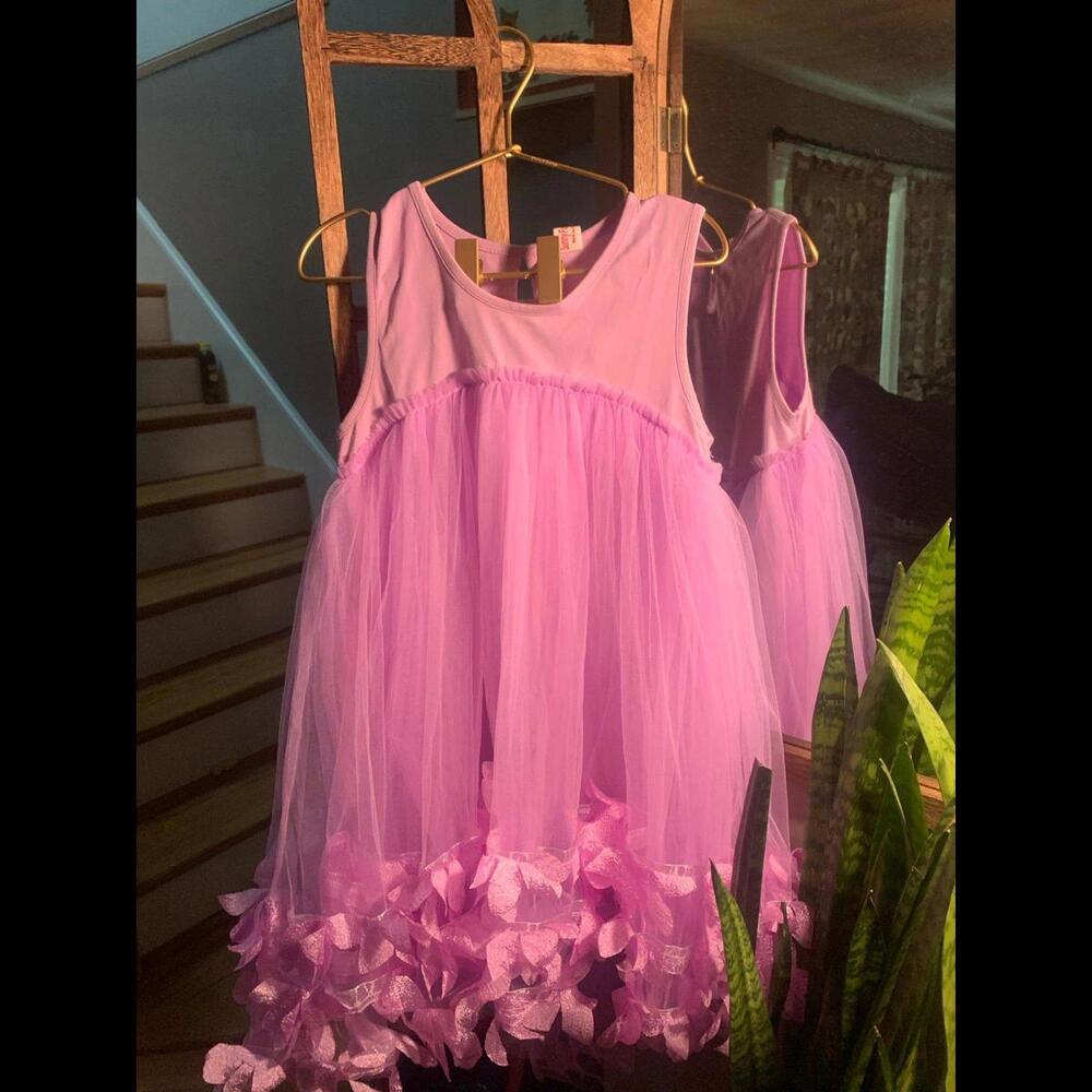 Girls Ruffle Dress-PURPLE